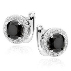 Cercei argint cu tortita si piatra neagra DiAmanti Z1072DER_B-DIA (Argint 925‰ 4,2 g.)